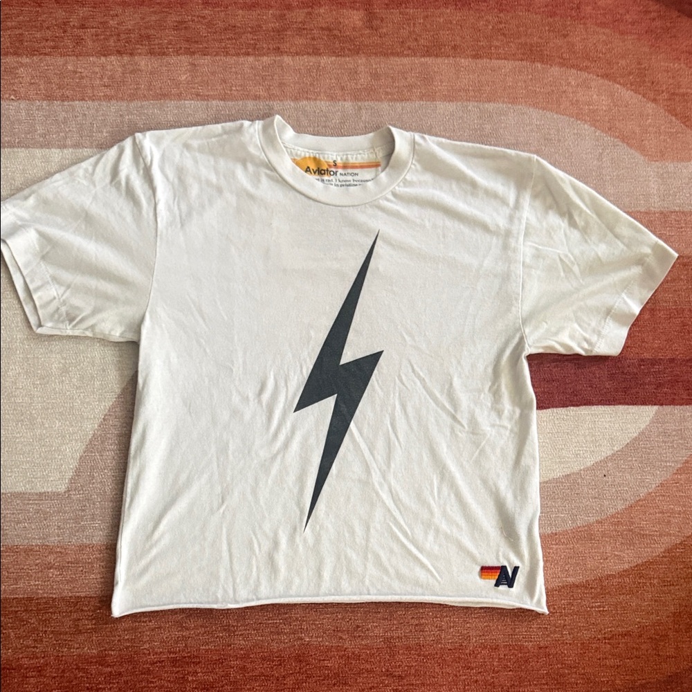 Aviator Nation White lightning bolt Women's T-Shirt size small